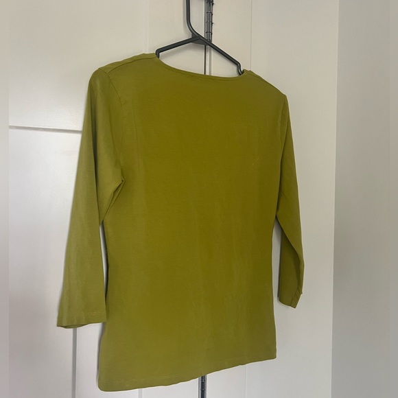 Anne Klein sport top bamboo wooden oring Rutched Vneck green soft buttery soft - Picture 5 of 6